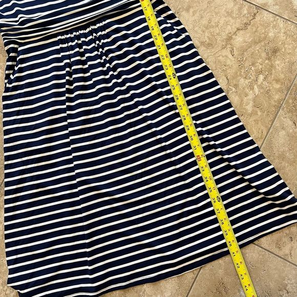 Boden Navy Stripe Stretch Knit Midi Dress Size 10 with Pockets - Picture 9 of 9